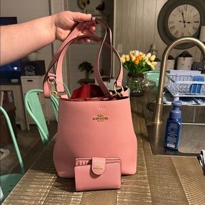 Coach Blush Pink Shoulder Bag with Matching Pouch